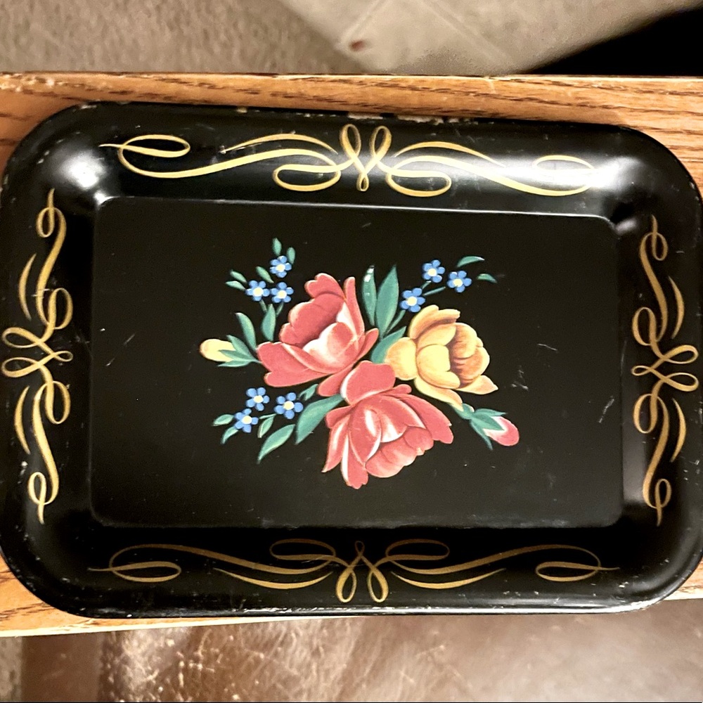 Small Black Metal Tole Tray